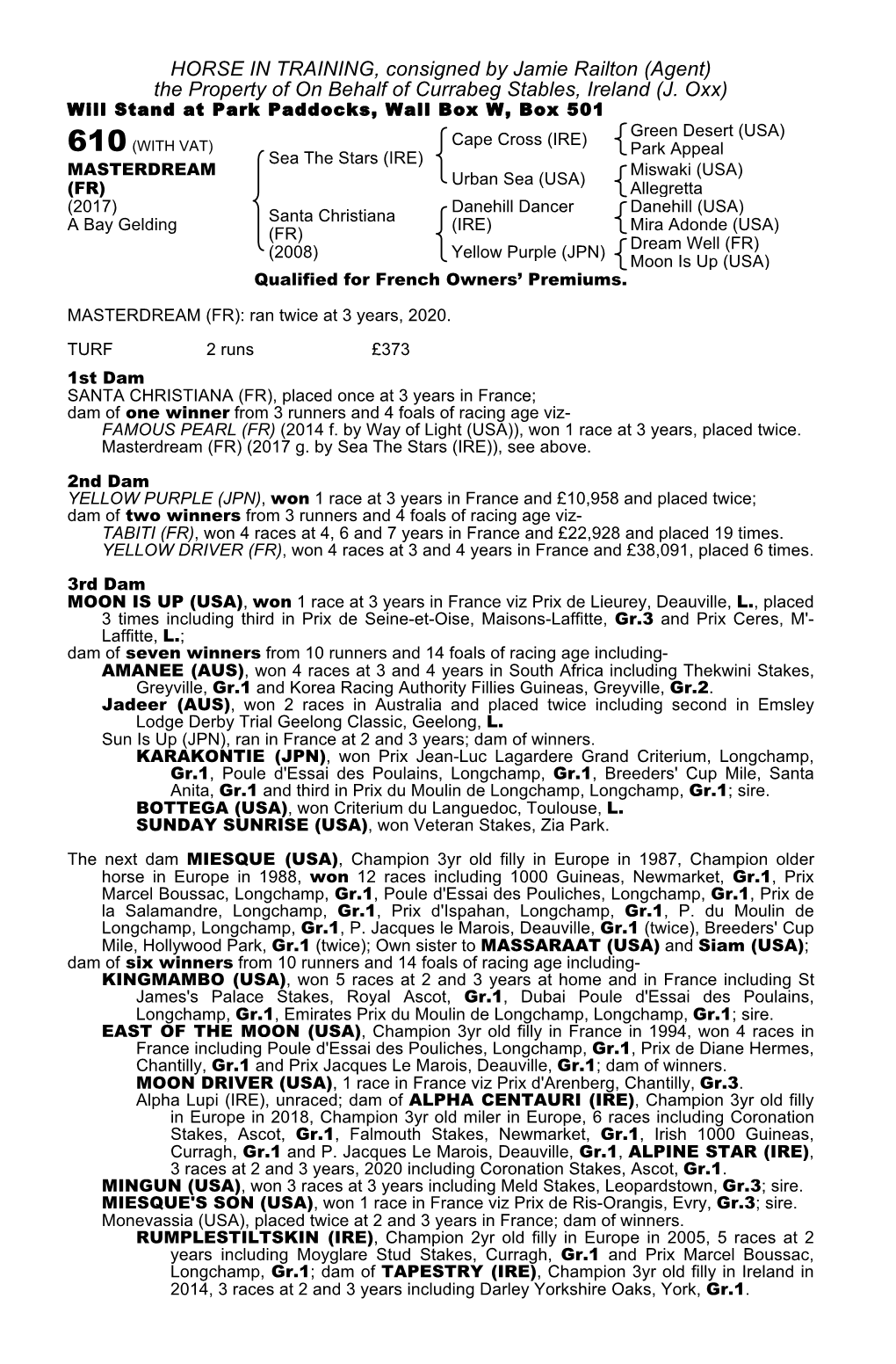 The Property of on Behalf of Currabeg Stables, Ireland (J. Oxx)