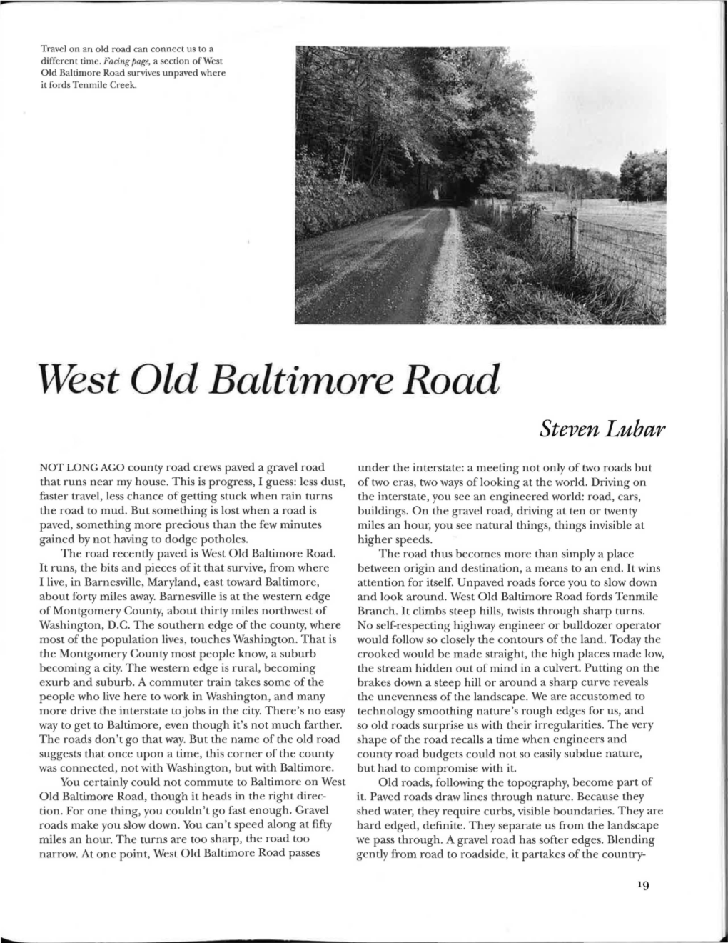 West Old Baltimore Road Survives Unpaved Where It Fords Tenmile Creek