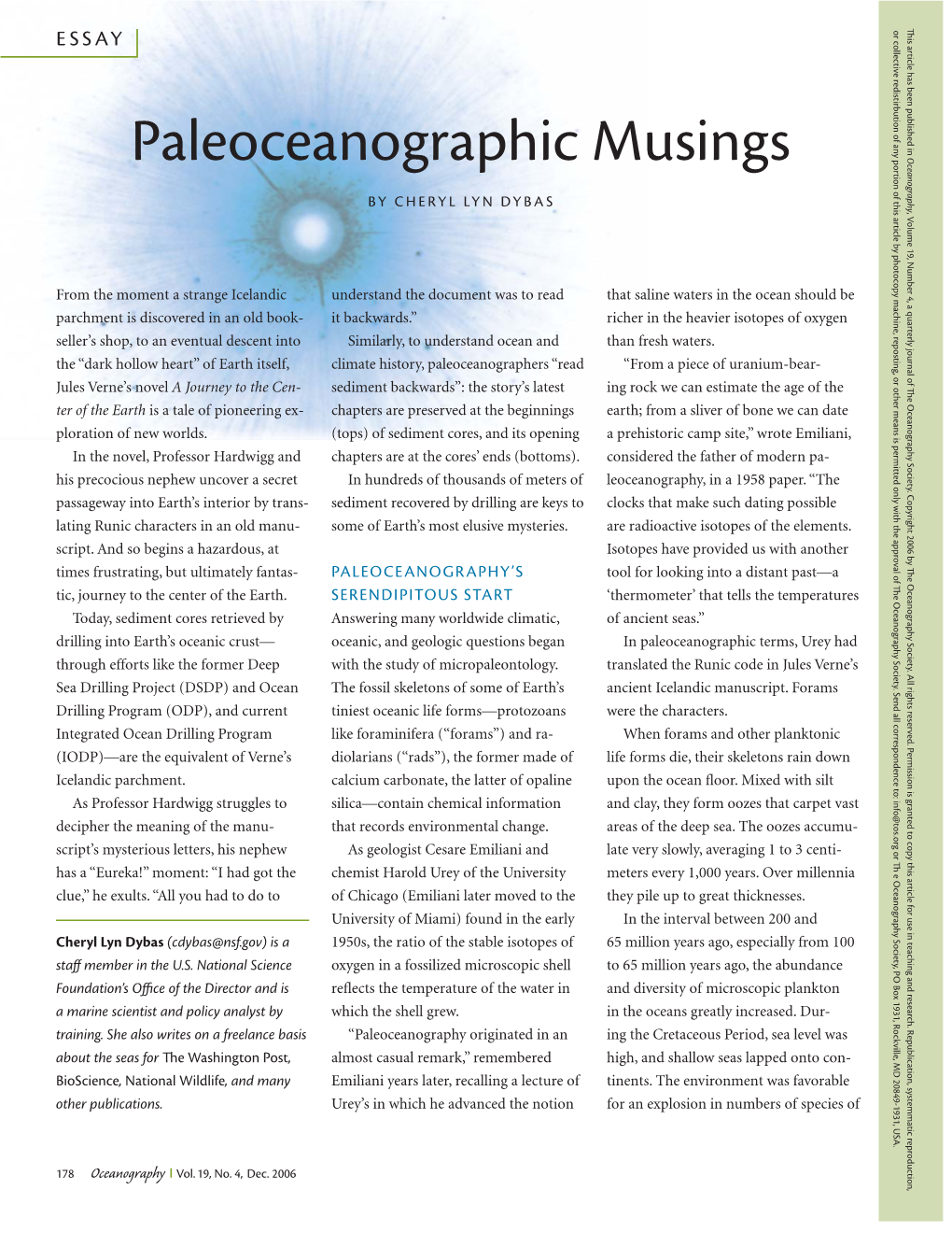 Paleoceanographic Musings Oceanography