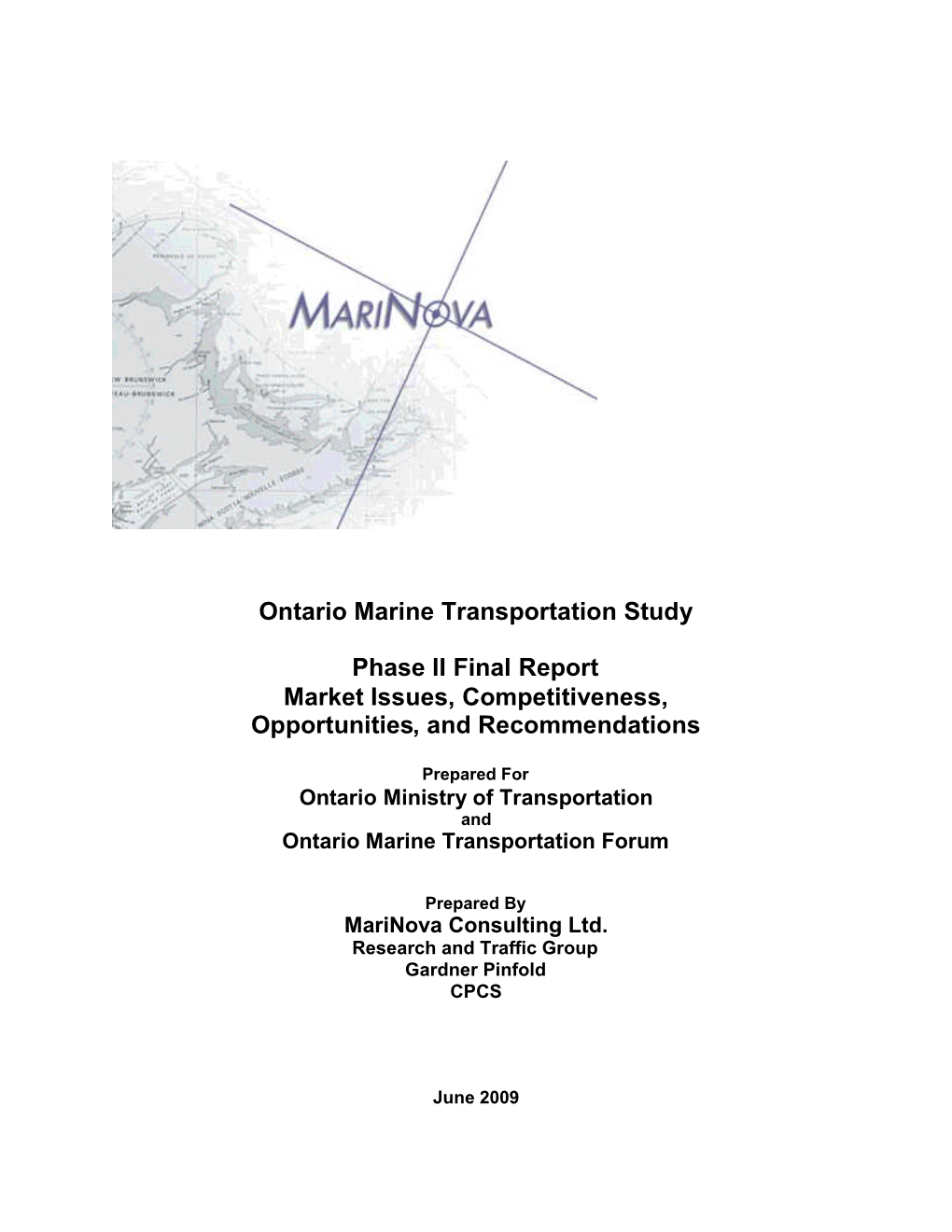 Ontario Marine Transportation Study Phase II Final Report Market Issues, Competitiveness, Opportunities, and Recommendations