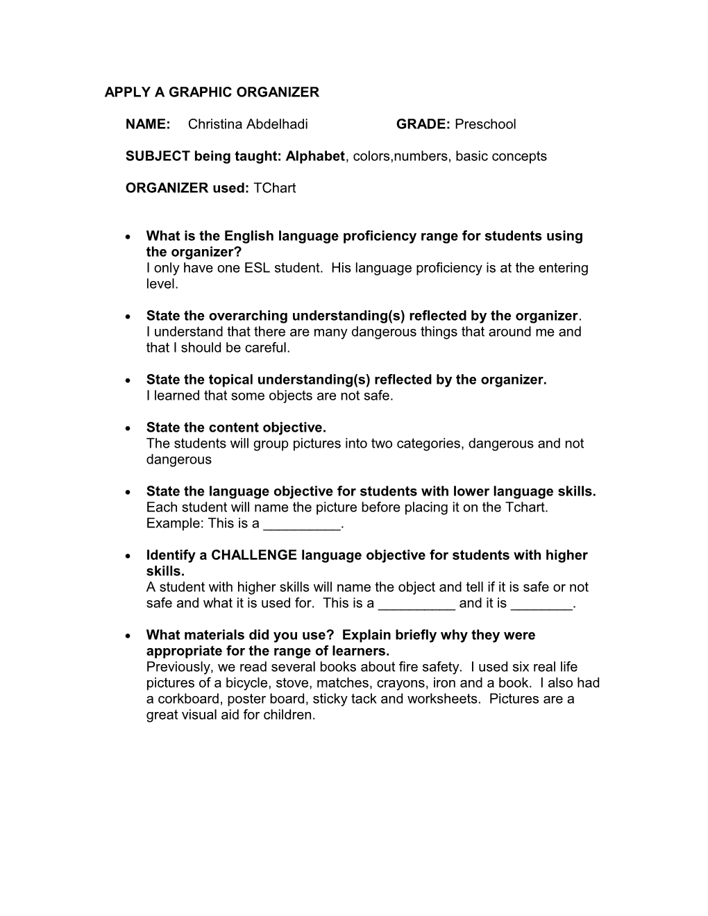 Assignment 6: Apply a Graphic Organizer