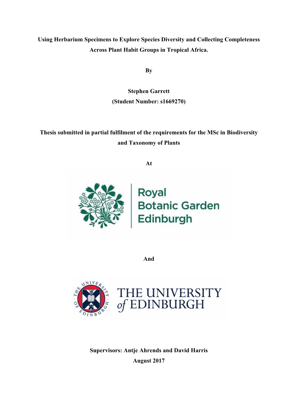 Using Herbarium Specimens to Explore Species Diversity and Collecting Completeness Across Plant Habit Groups in Tropical Africa