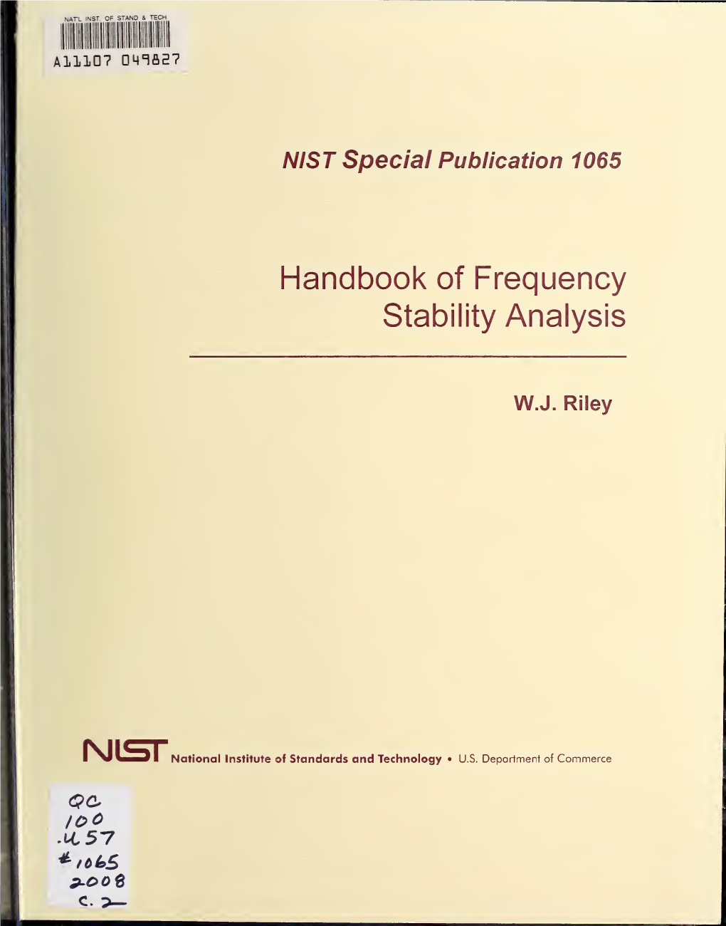 Handbook of Frequency Stability Analysis