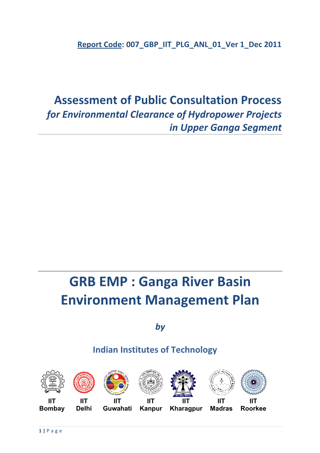 Ganga River Basin Environment Management Plan Nga