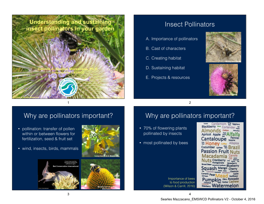 Searles Mazzacano EMSWCD Pollinators V2 - October 4, 2016 Who Pollinates? Who Pollinates?