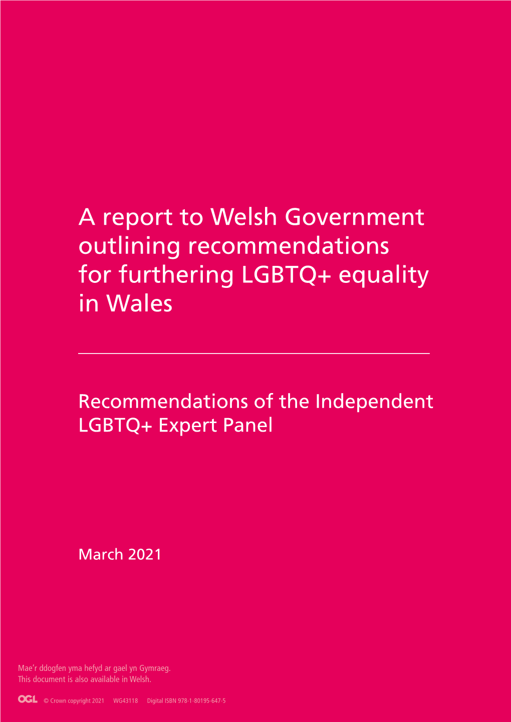 Recommendations of the Independent LGBTQ+ Expert Panel