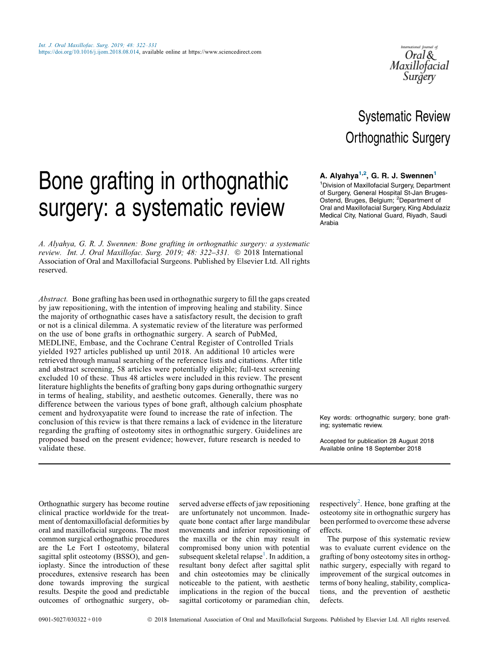 Bone Grafting in Orthognathic Surgery: a Systematic Review