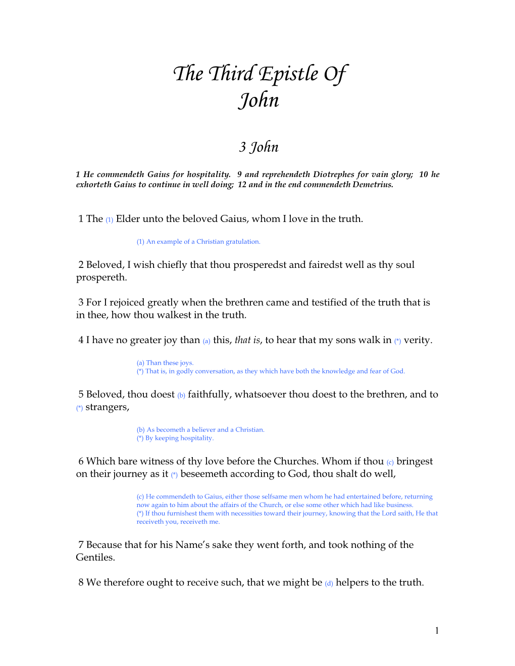 The Third Epistle of John