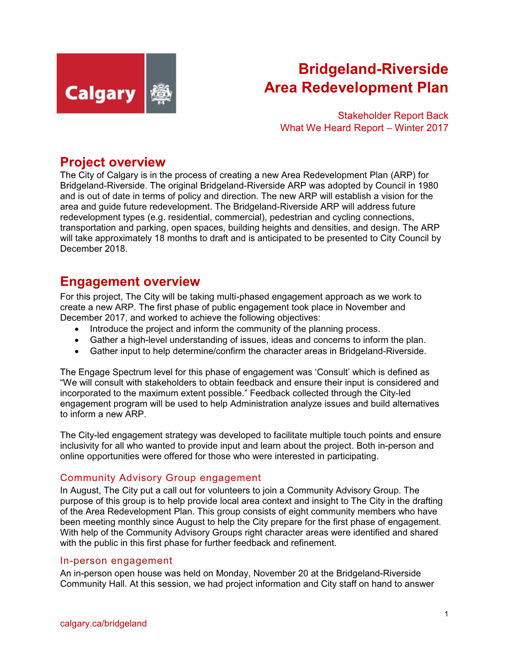 Bridgeland-Riverside Area Redevelopment Plan