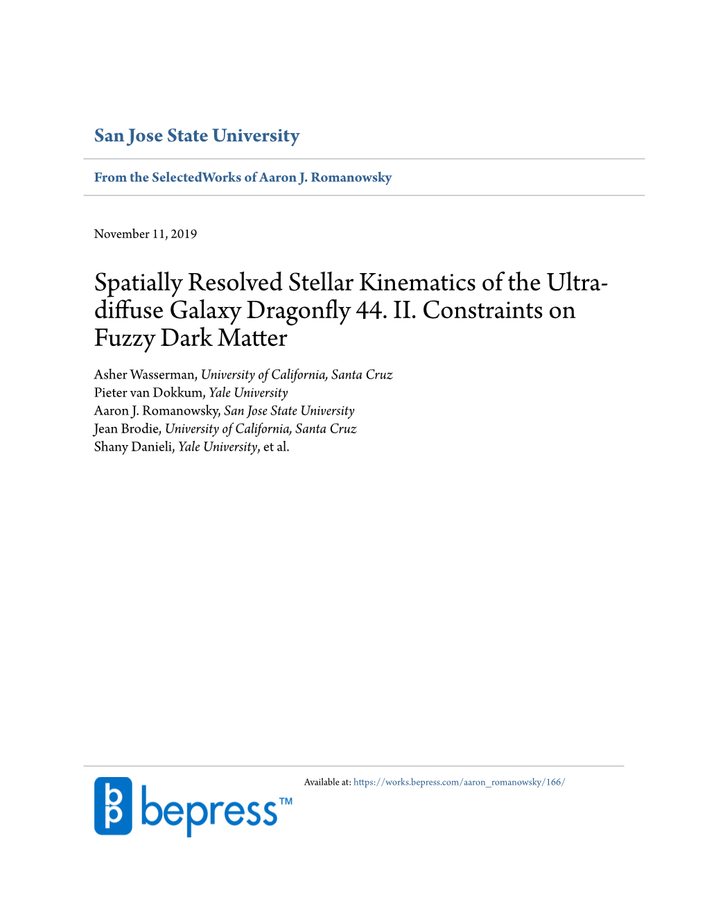 Spatially Resolved Stellar Kinematics of the Ultra-Diffuse Galaxy Dragonﬂy 44