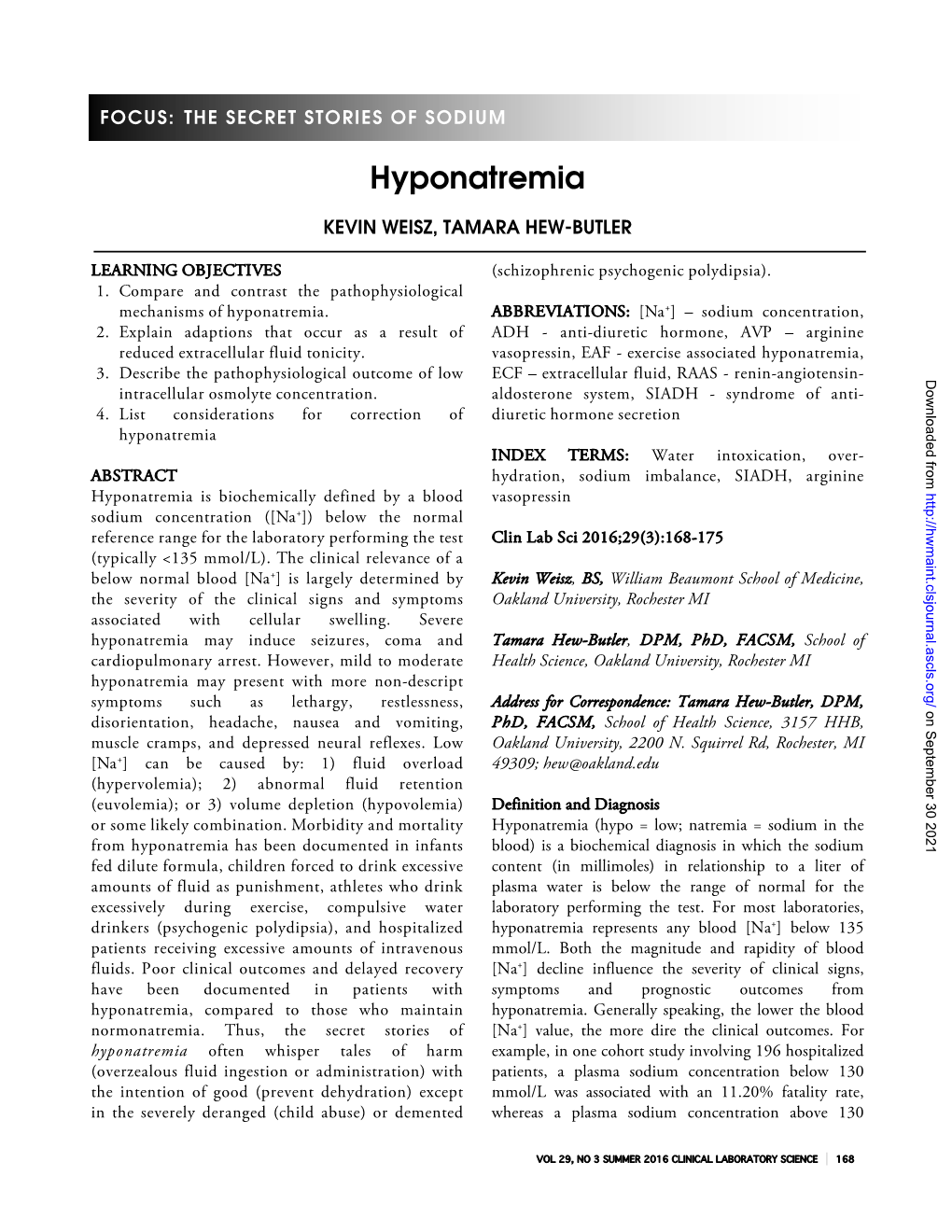 Hyponatremia