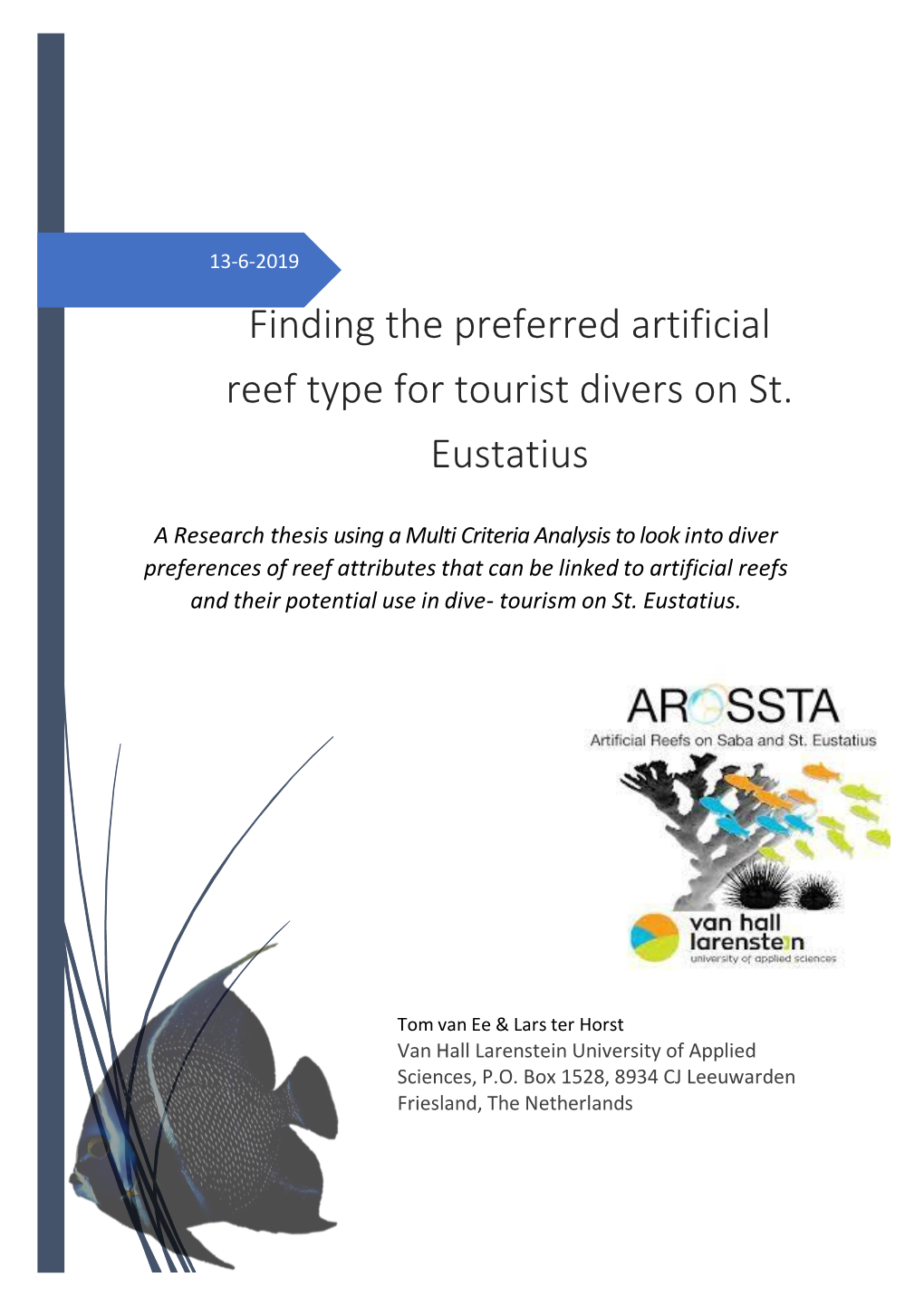 Finding the Preferred Artificial Reef Type for Tourist Divers on St. Eustatius