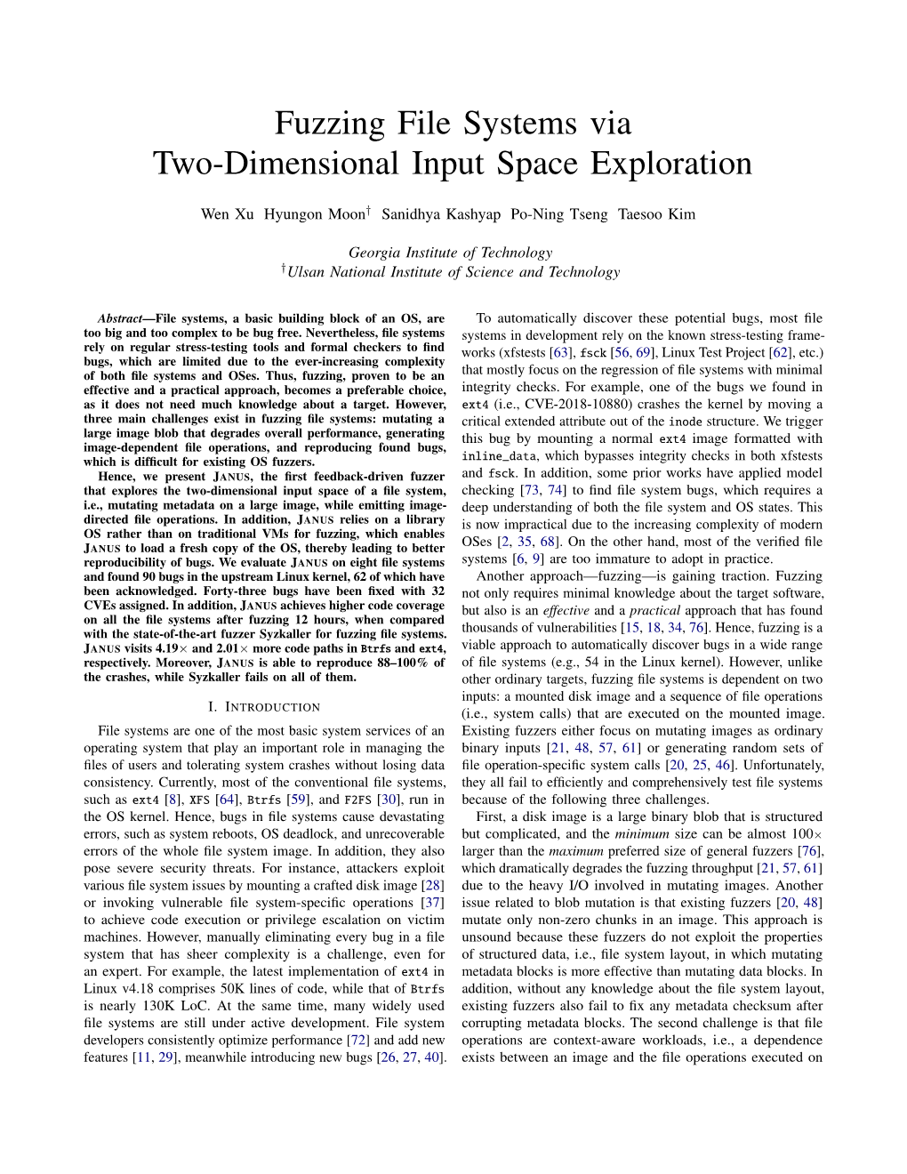 Fuzzing File Systems Via Two-Dimensional Input Space Exploration
