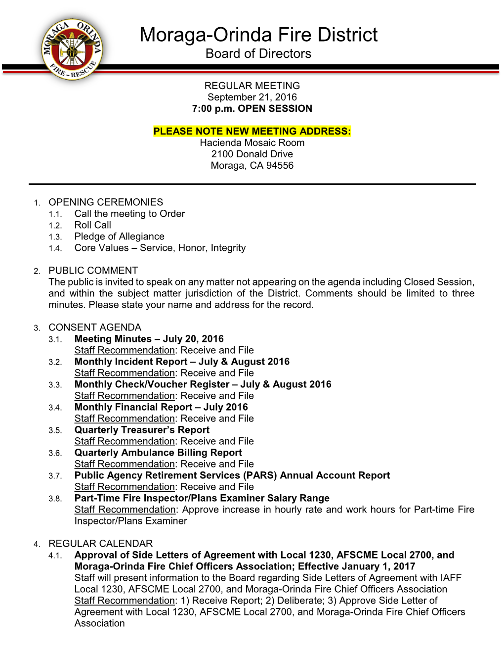 Moraga-Orinda Fire District Board of Directors