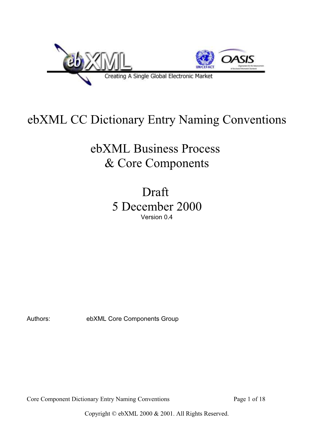 Ebxml CC Naming Conventions Draft