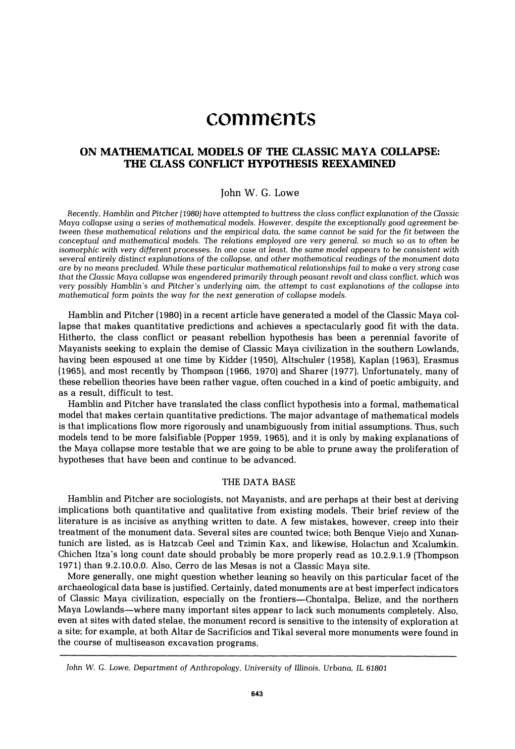 On Mathematical Models of the Classic Maya Collapse: the Class Conflicthypothesis Reexamined