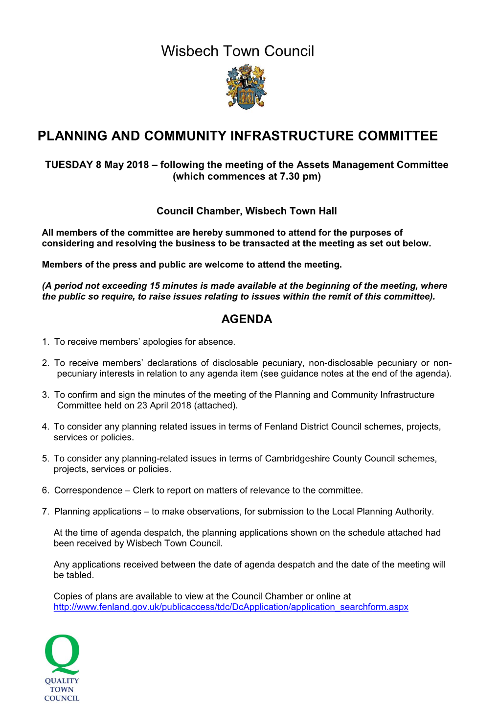 Agenda Planning & Community Infrastructure Committee 8 May 2018