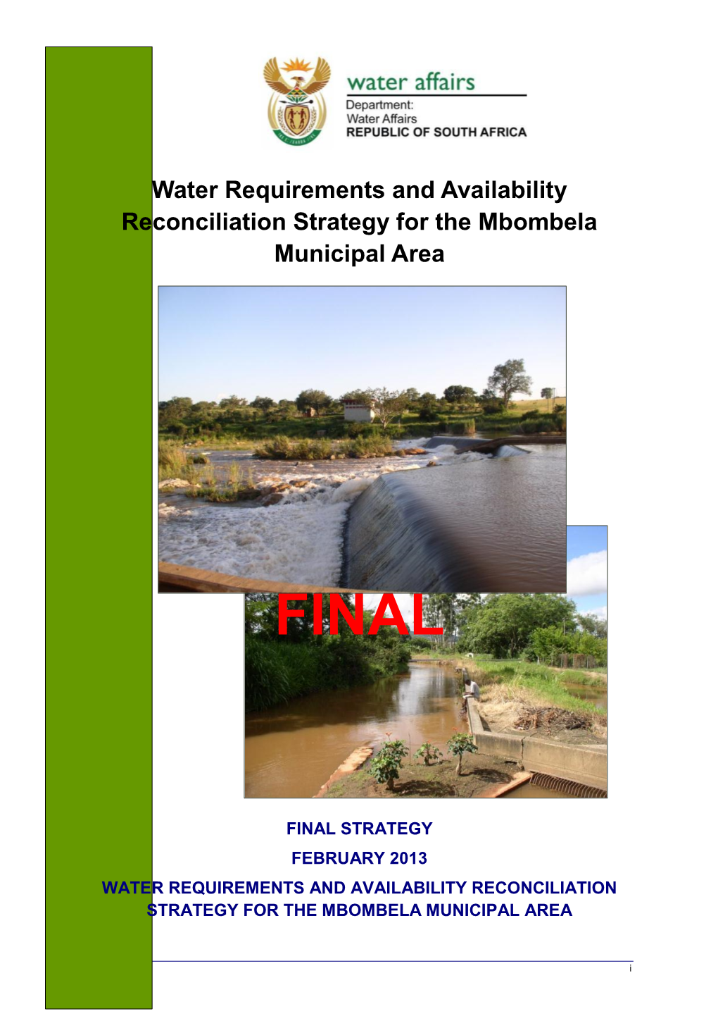 Water Requirements and Availability Reconciliation Strategy for the Mbombela Municipal Area