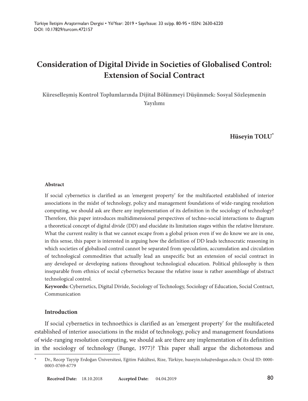 Consideration of Digital Divide in Societies of Globalised Control: Extension of Social Contract
