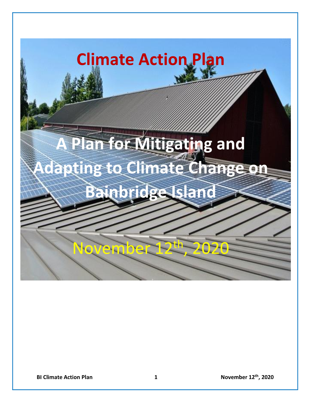 A Plan for Mitigating and Adapting to Climate Change on Bainbridge Island