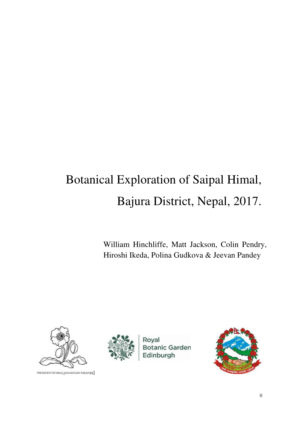 Botanical Exploration of Saipal Himal, Bajura District, Nepal, 2017