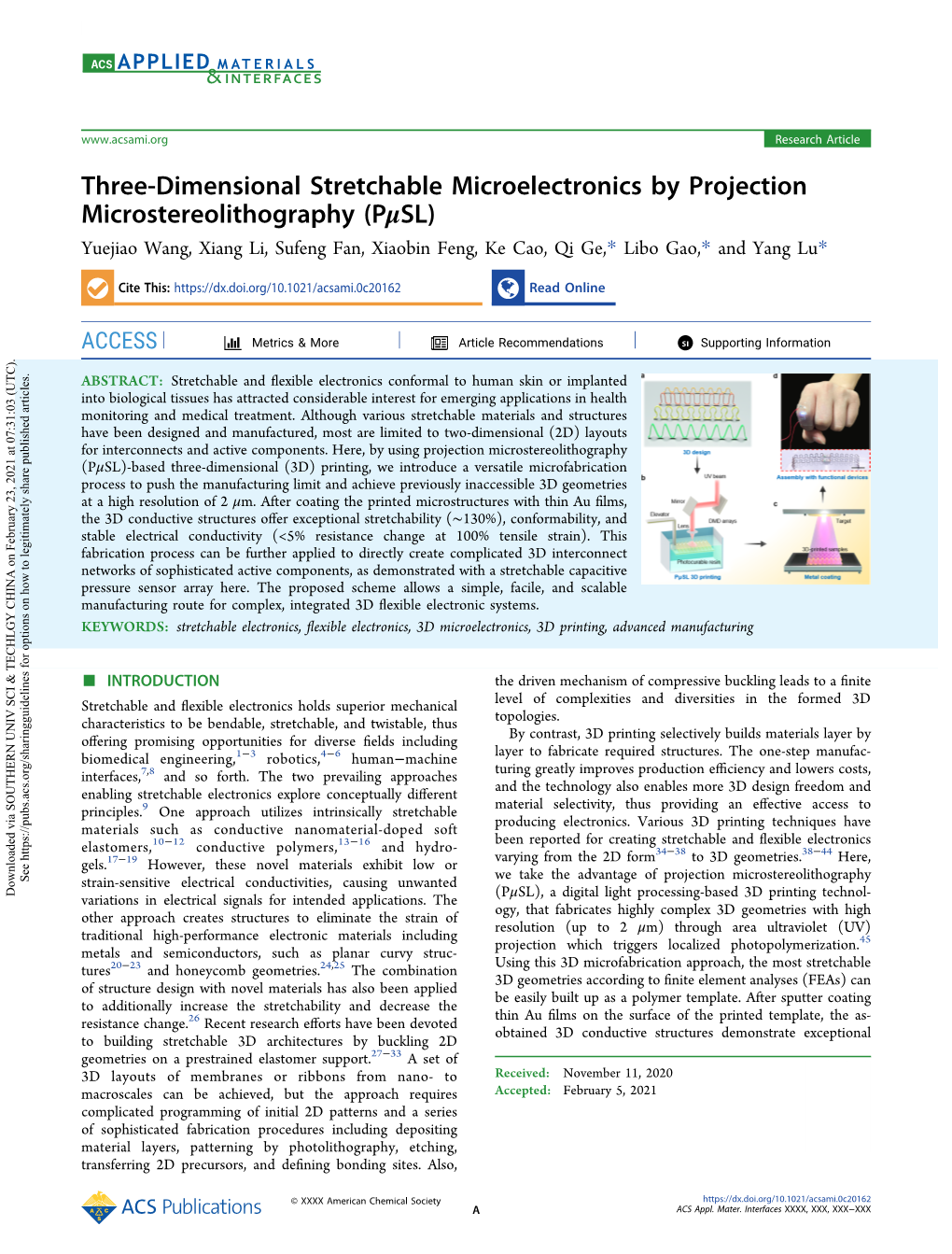 Three-Dimensional Stretchable Microelectronics by Projection