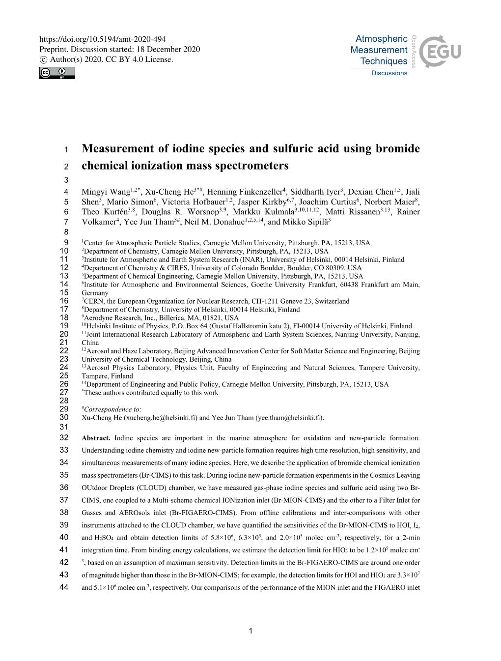 Measurement of Iodine Species and Sulfuric Acid Using Bromide