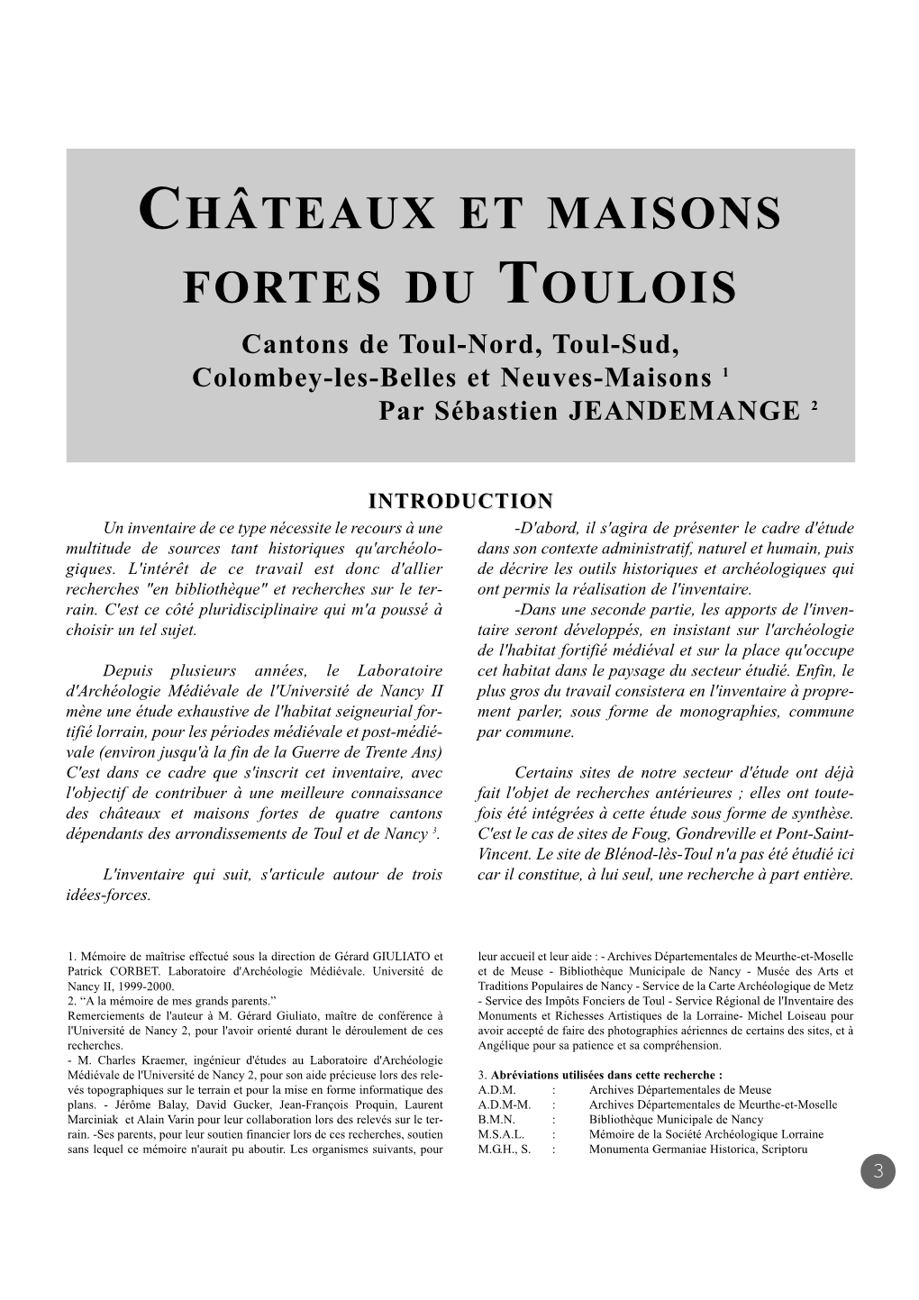 Châteaux Et Maisons Fortes Du Toulois