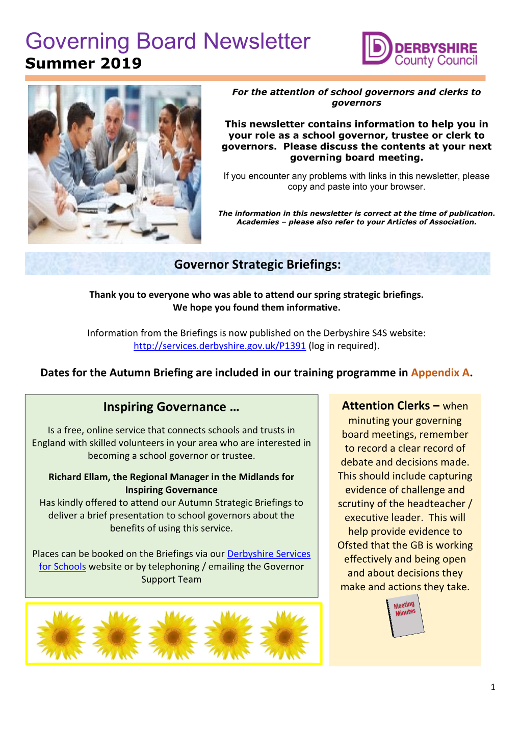 Governing Board Newsletter Summer 2019