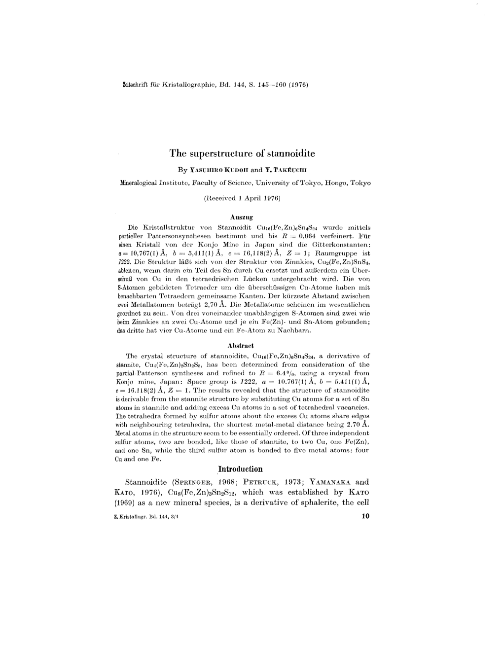 The Superstructure of Stannoidite