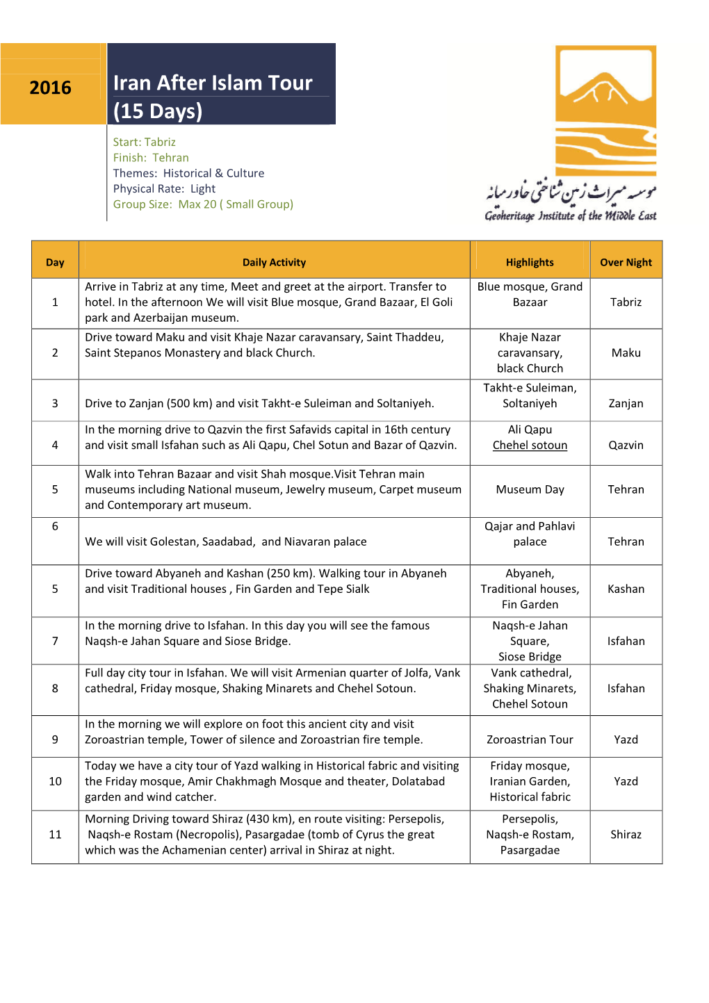 2016 Iran After Islam Tour (15 Days)