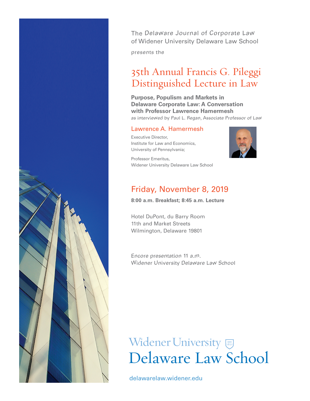 35Th Annual Francis G. Pileggi Distinguished Lecture in Law