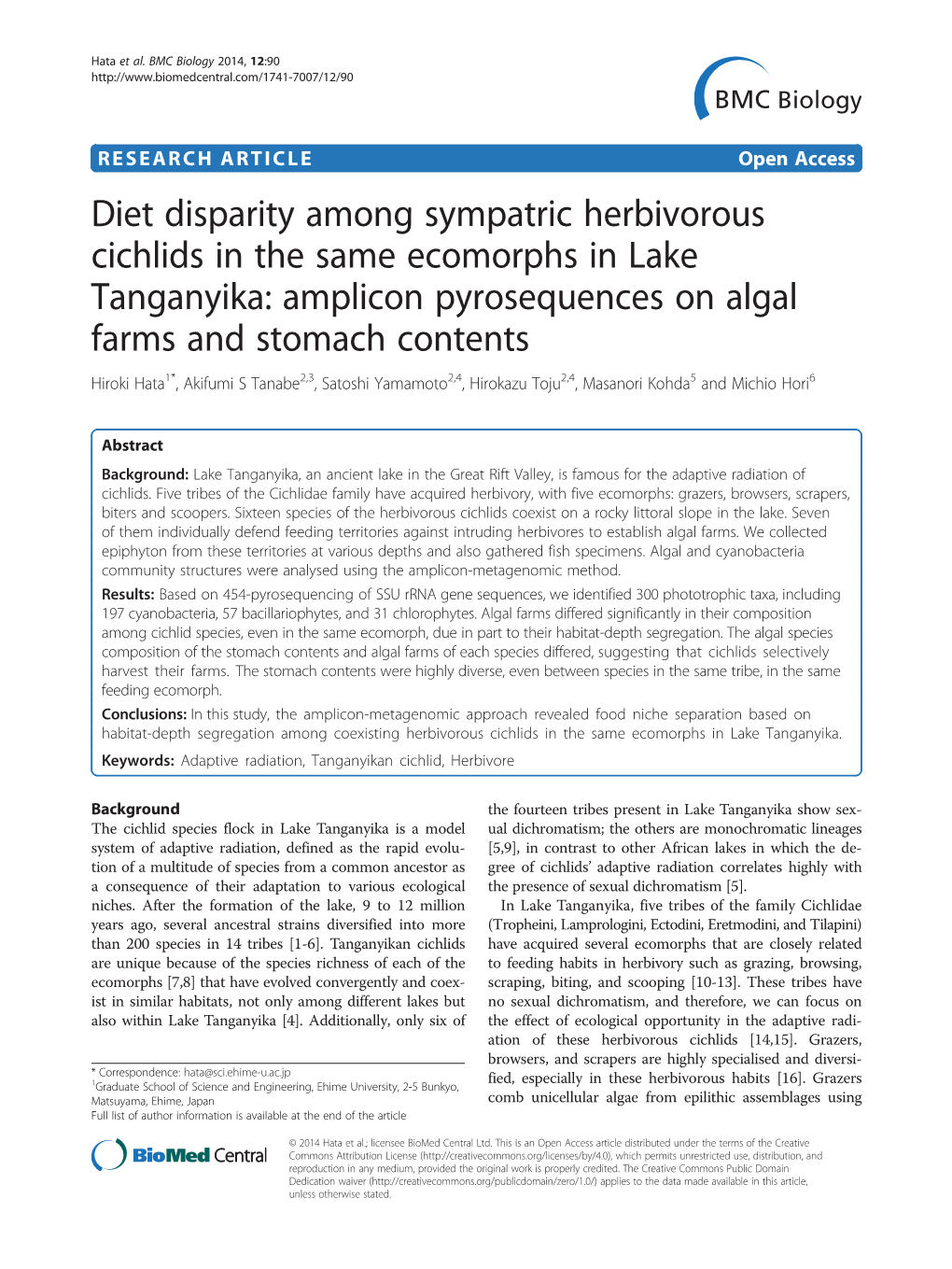 Diet Disparity Among Sympatric Herbivorous Cichlids in the Same