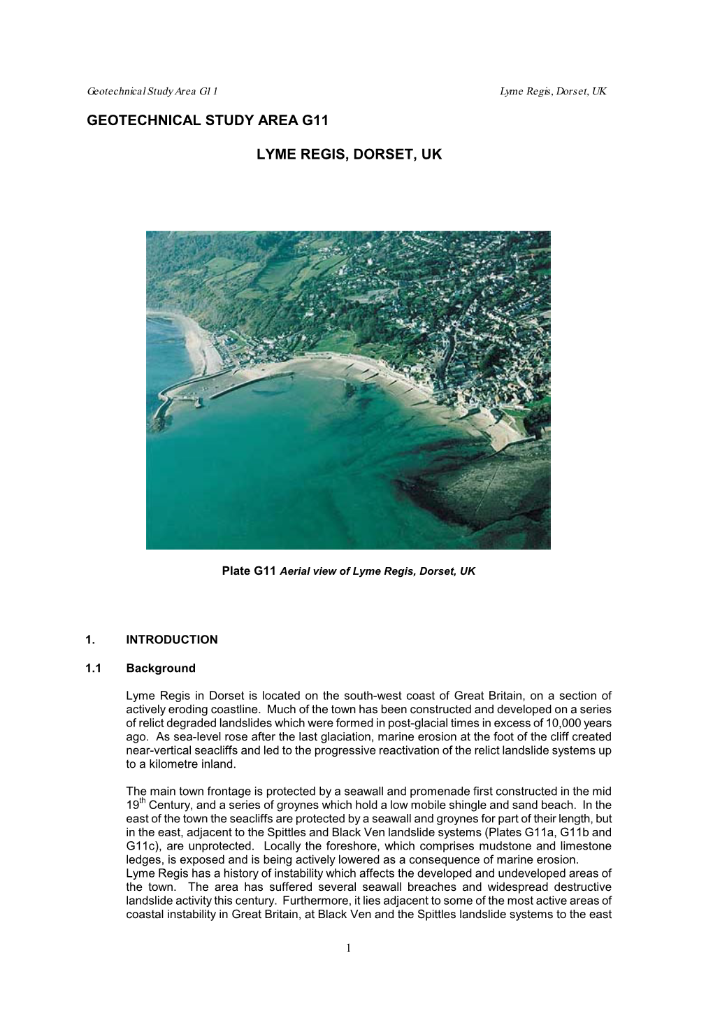 Geotechnical Study Area G11 Lyme Regis, Dorset, UK