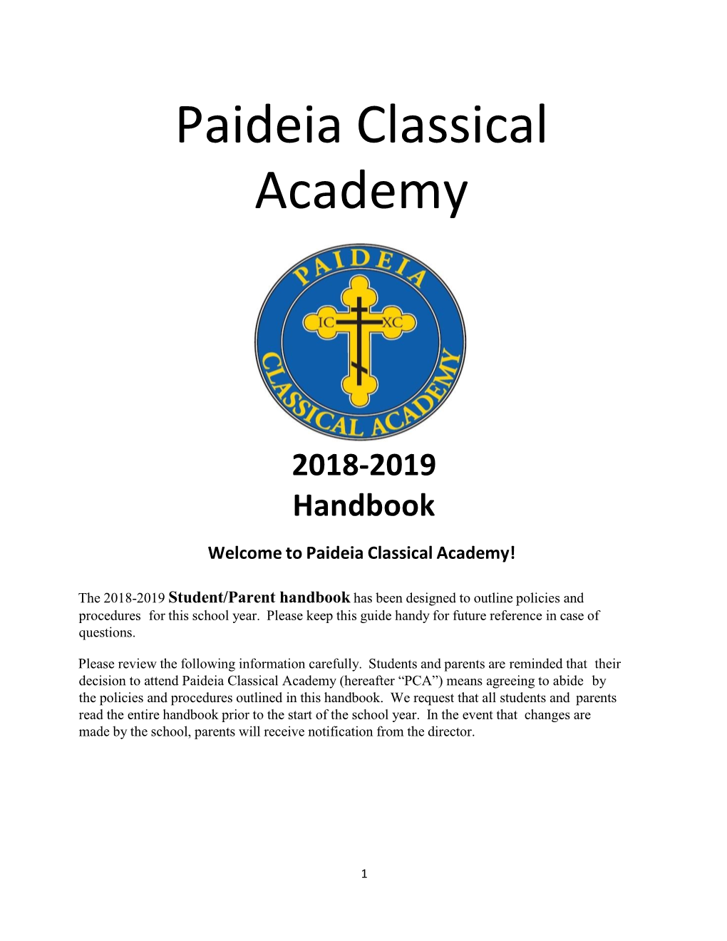 2018-2019 Handbook Welcome To