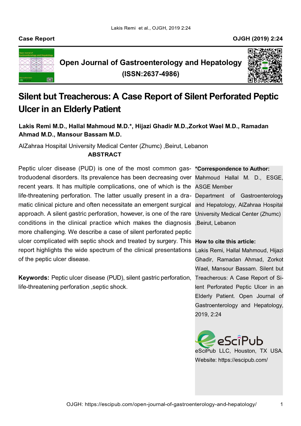 A Case Report of Silent Perforated Peptic Ulcer in an Elderly Patient