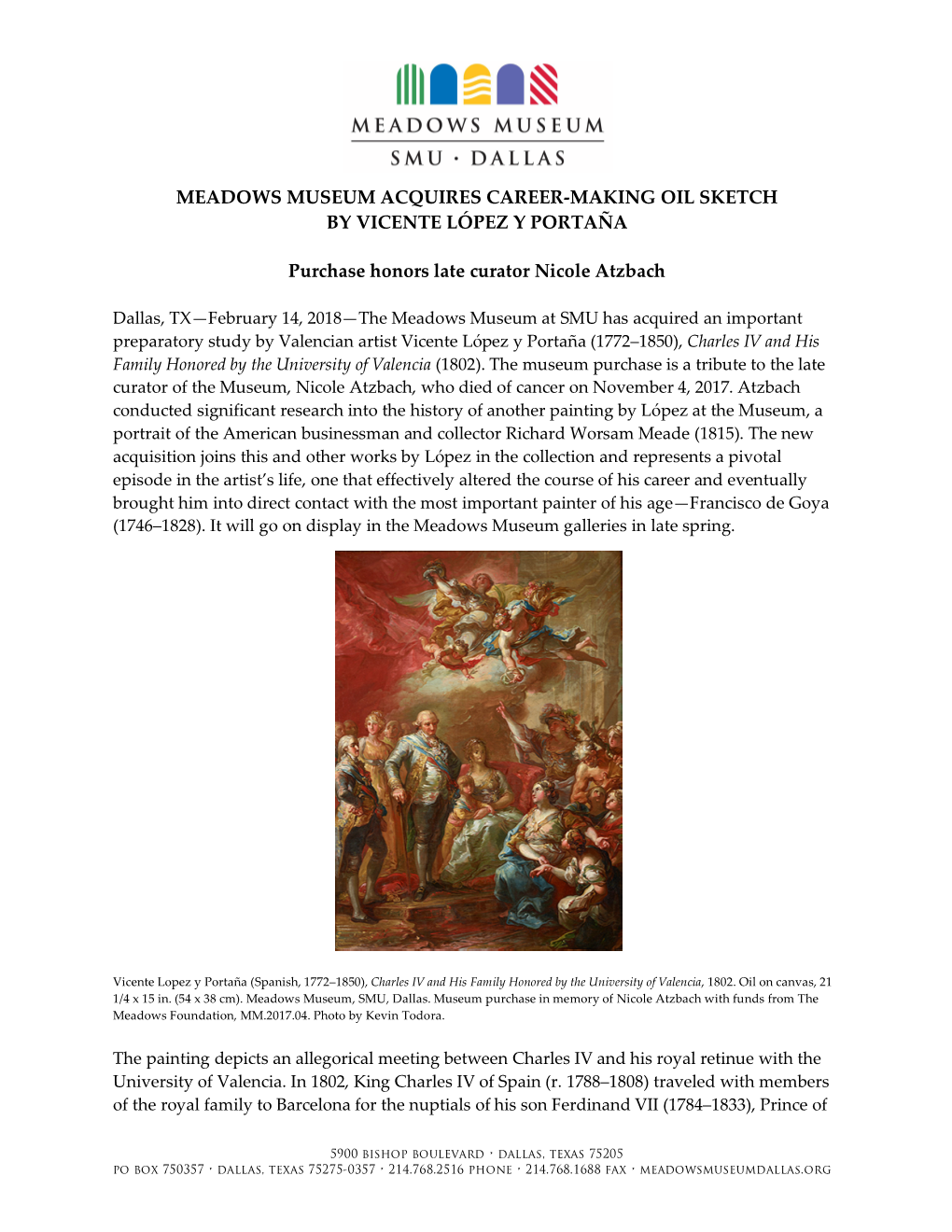 Meadows Museum Acquires Career-Making Oil Sketch by Vicente López Y Portaña