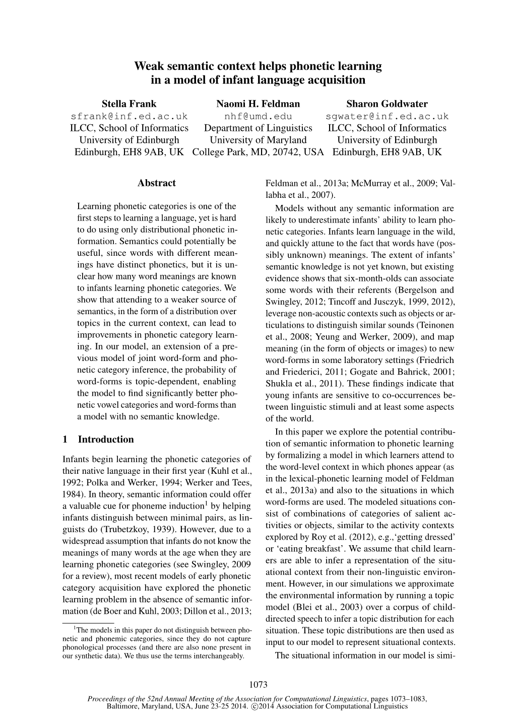 Weak Semantic Context Helps Phonetic Learning in a Model of Infant Language Acquisition