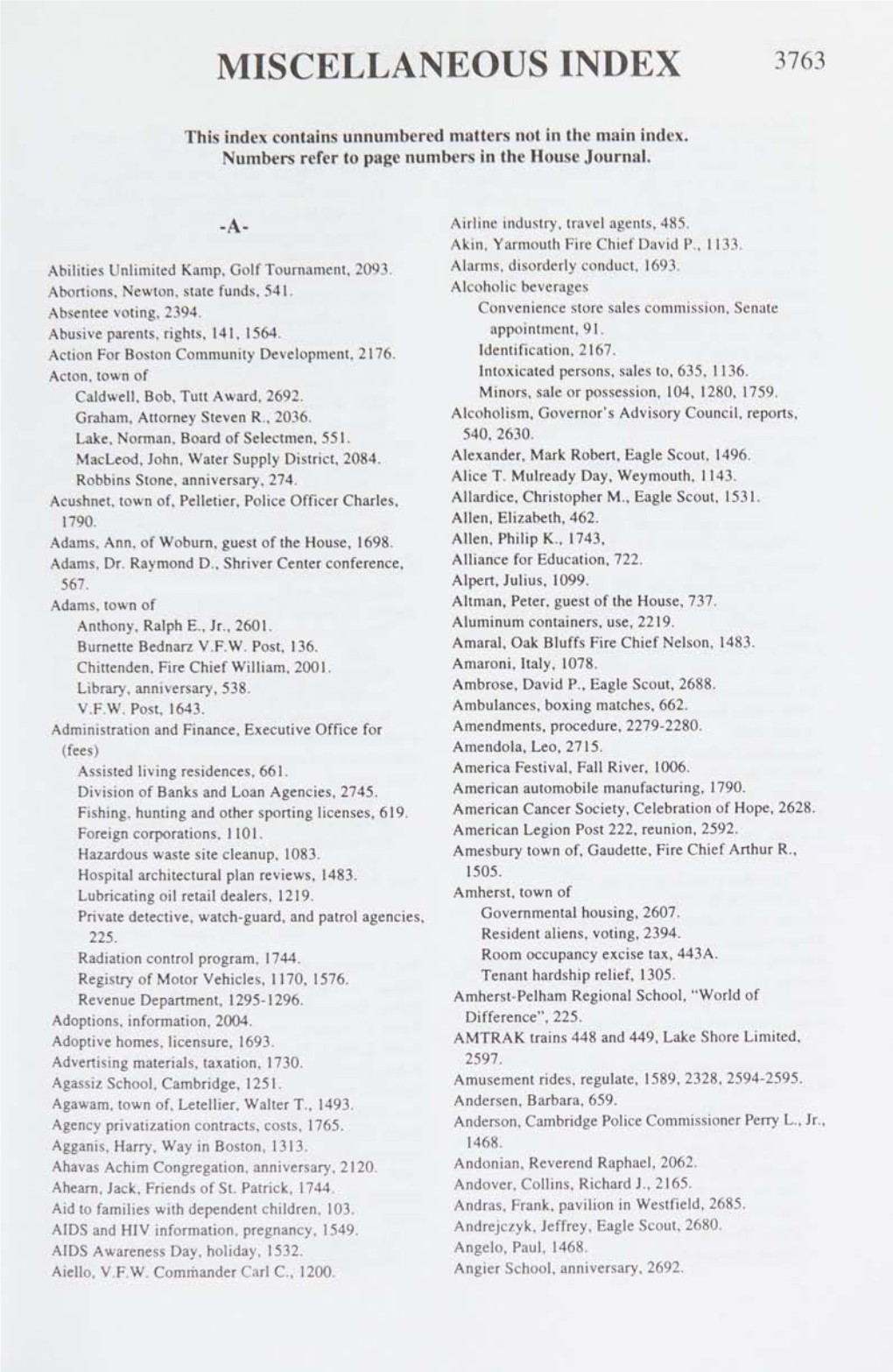 Miscellaneous Index