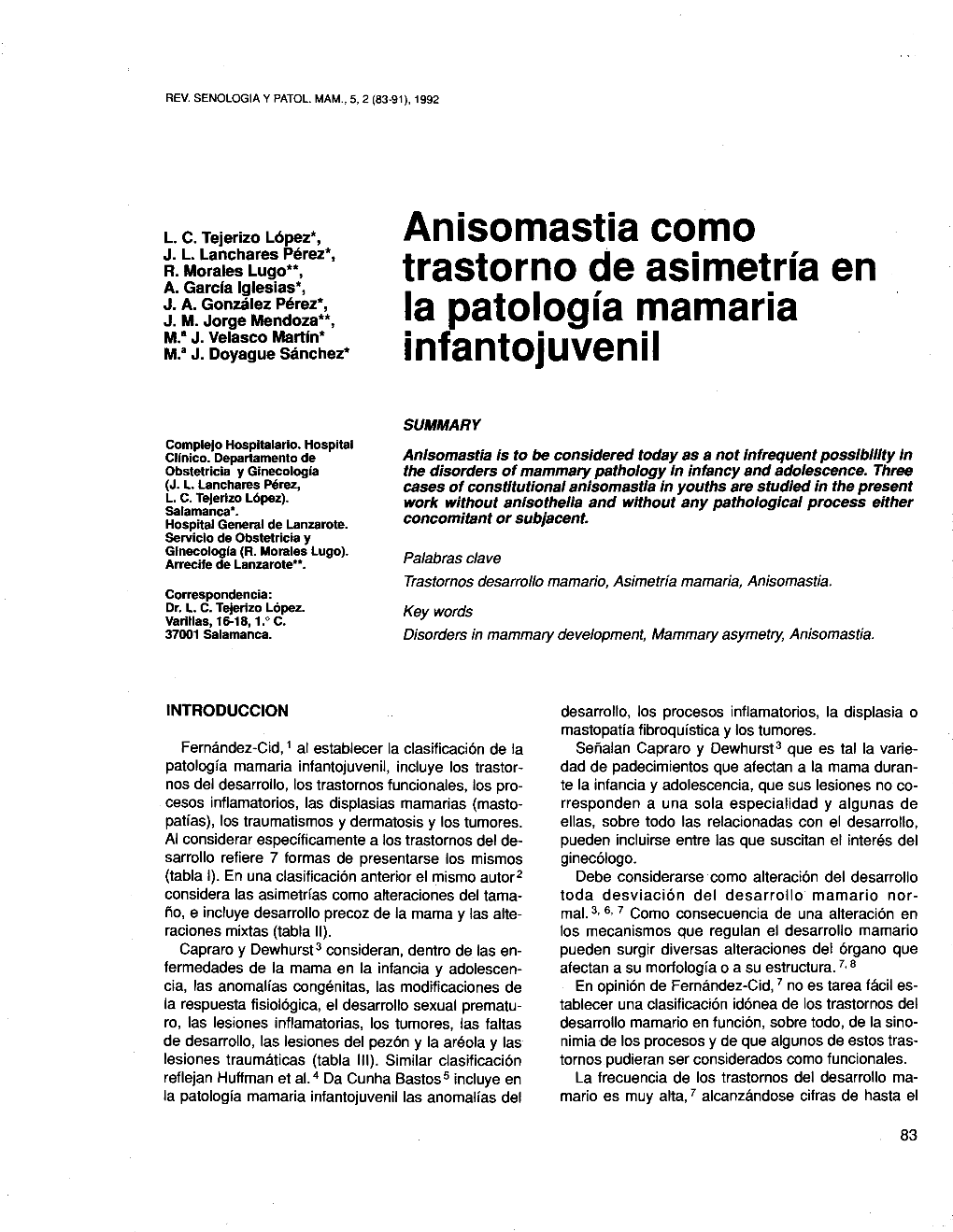 Anisomastia Como Trastorno De Asimetría En La Patología Mamaria