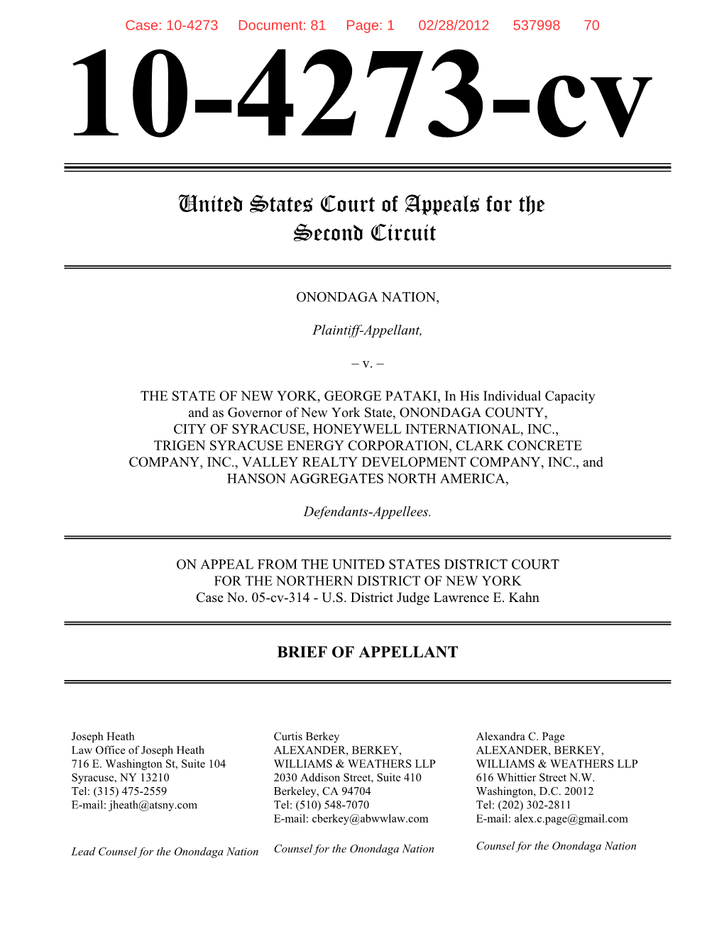 Opening Brief and Joint Appendix to February 28, 2012