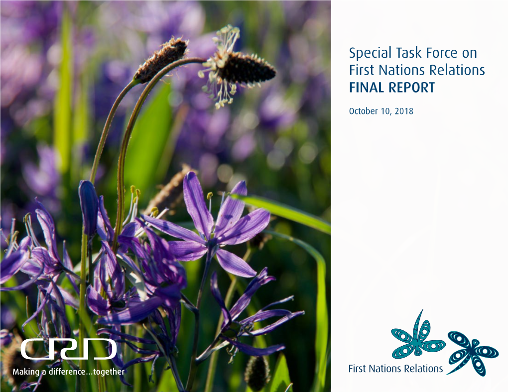 Special Task Force on First Nations Relations Title FINAL REPORT SECTION October 10, 2018