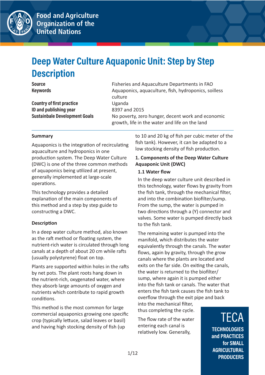 Deep Water Culture Aquaponic Unit