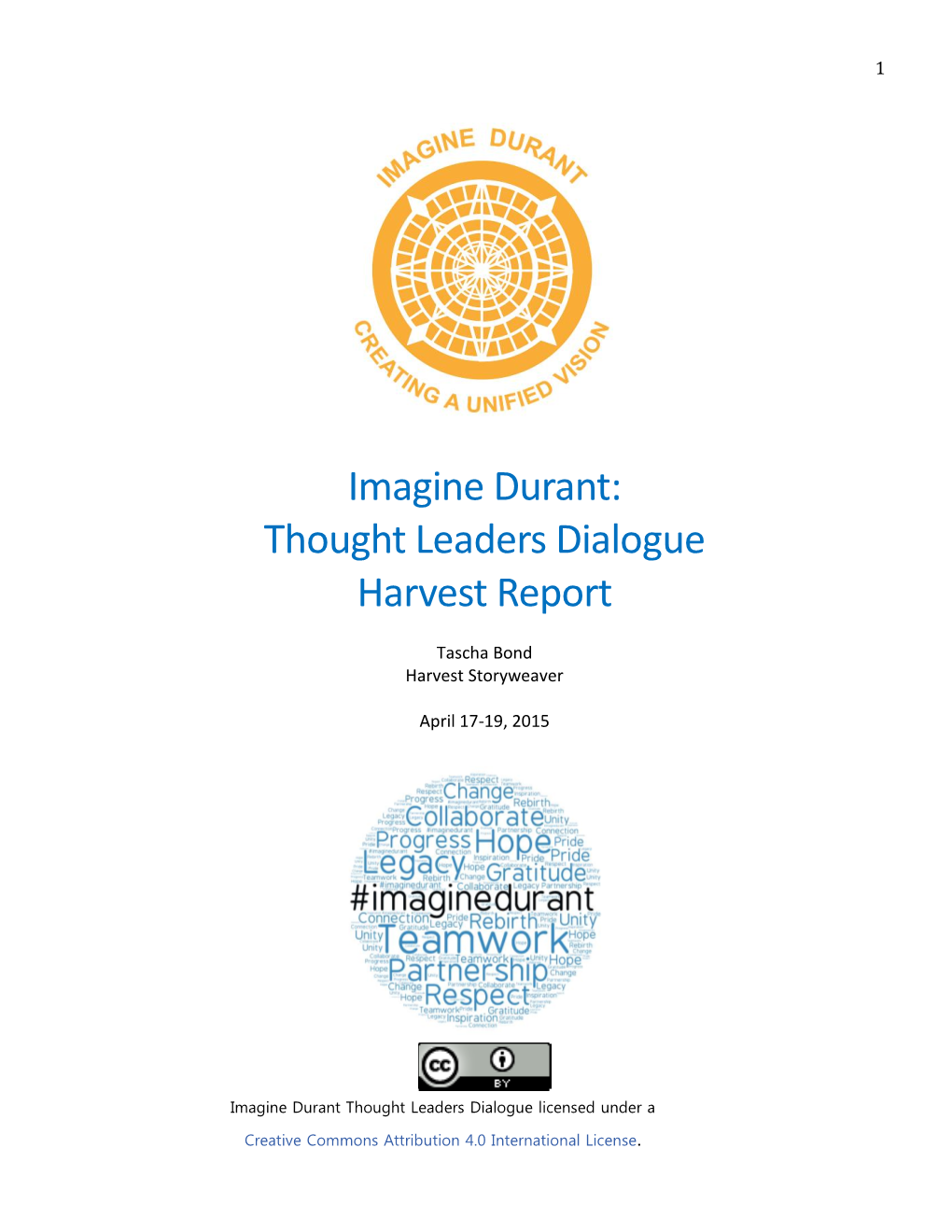 Imagine Durant: Thought Leaders Dialogue Harvest Report
