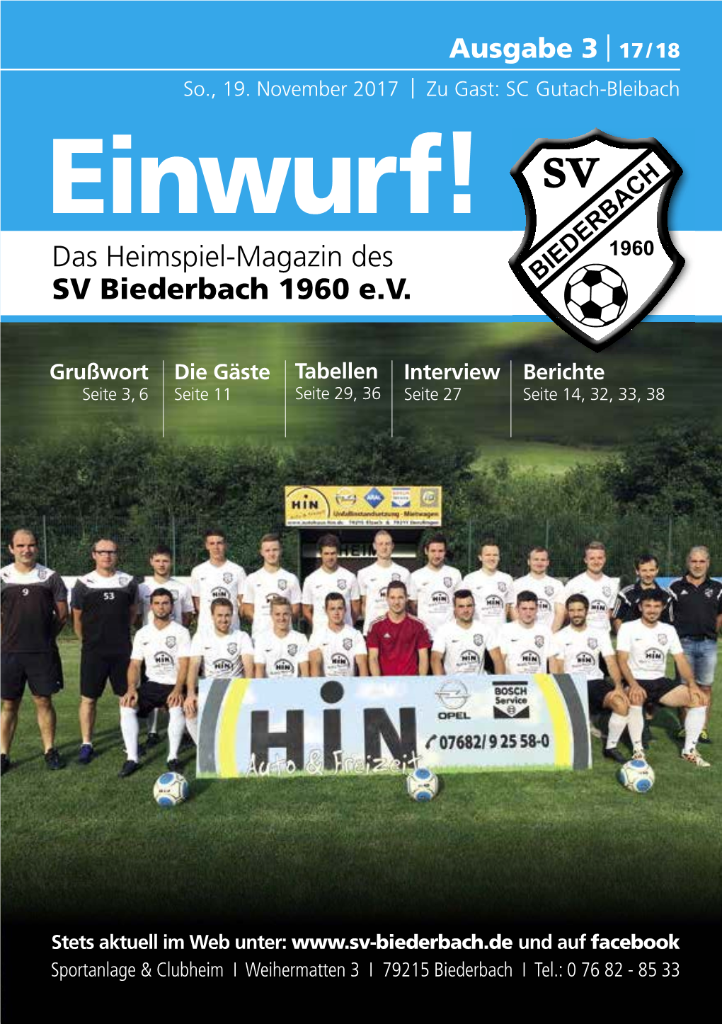 Einwurf! Das Heimspiel-Magazin Des SV Biederbach 1960 E.V