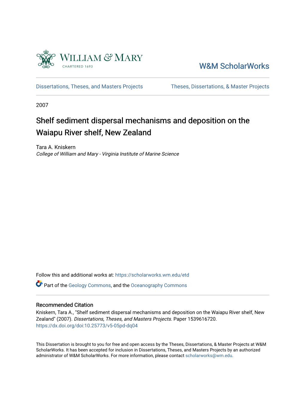 Shelf Sediment Dispersal Mechanisms and Deposition on the Waiapu River Shelf, New Zealand