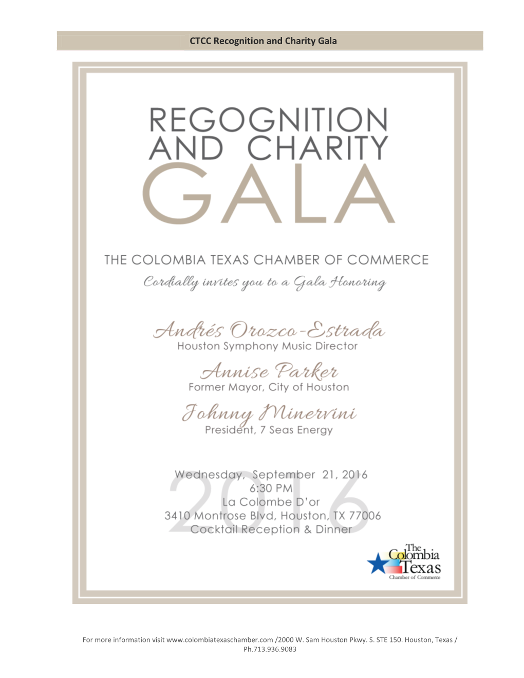 CTCC Recognition and Charity Gala