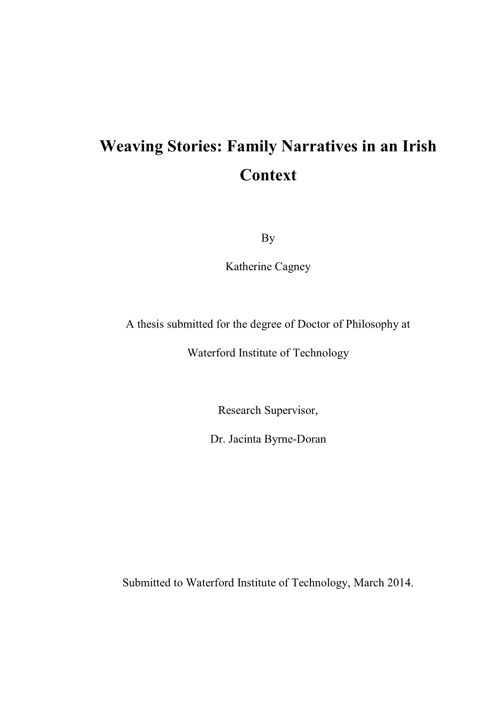 Family Narratives in an Irish Context
