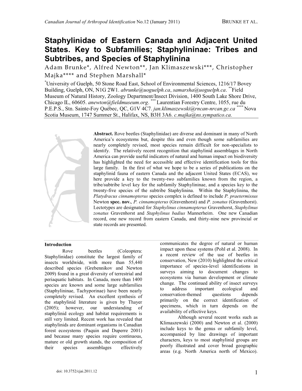 Photographic Key to the Pseudoscorpions of Canada and the Adjacent