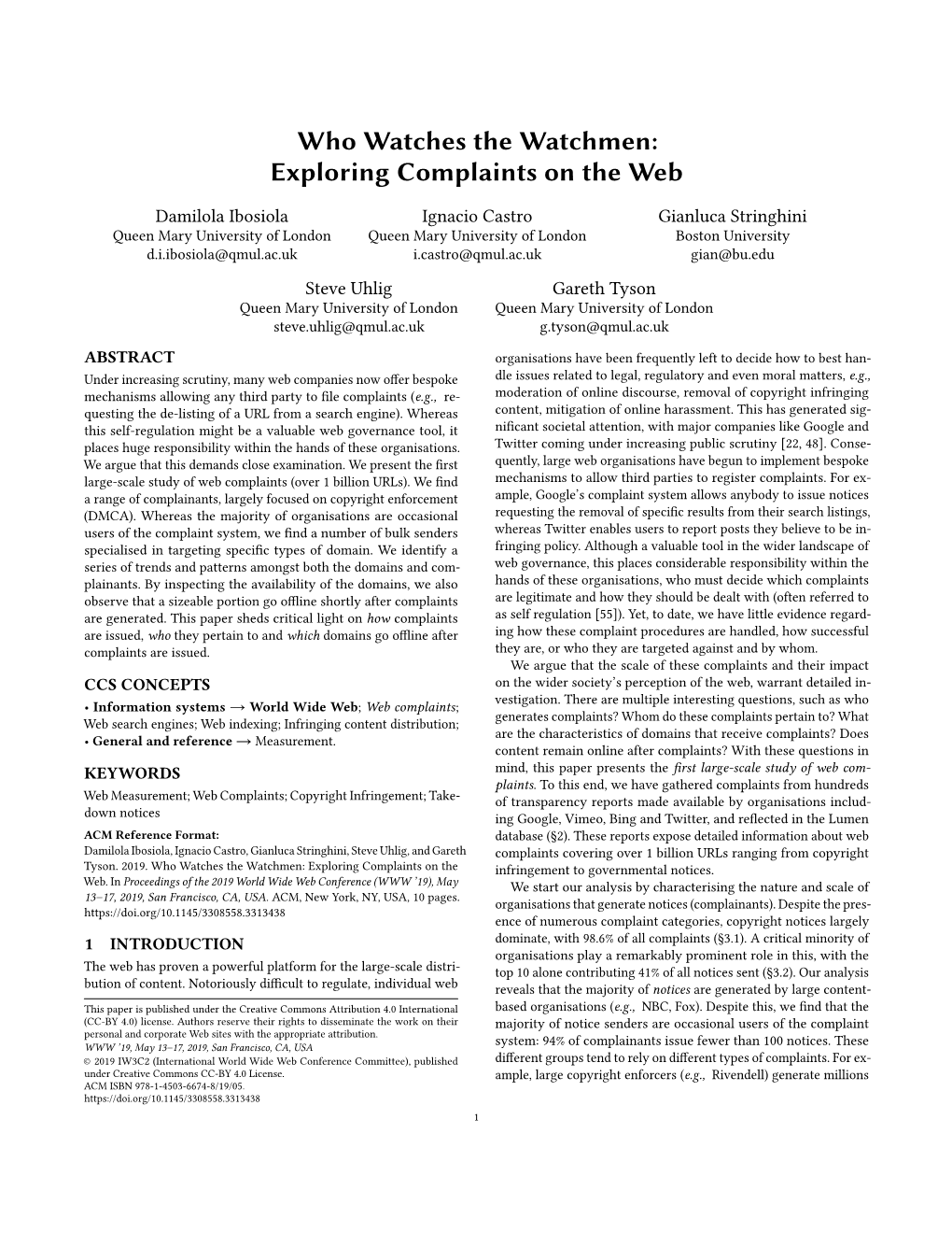 Who Watches the Watchmen: Exploring Complaints on the Web
